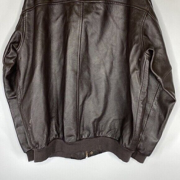 Vintage L.L. Bean Brown Goatskin Leather Bomber Flight Jacket Men's XL Tall - Picture 5 of 12